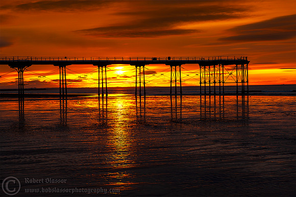 Sunset behind Saltburn Pier