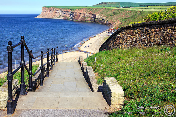 Saltburn with Hunt Cliff in the background.
